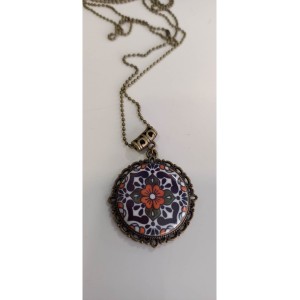 Long Floral Necklace with pink and purple flowers  ΚΟΣΜΗΜΑΤΑ